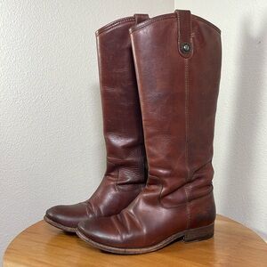 Frye Cognac Leather Melissa Button Riding Boots Style 77167 Western Size 6 1/2B